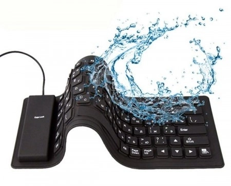 Vodotěsná silikonová klávesnice USB s funkcí OTG černá
