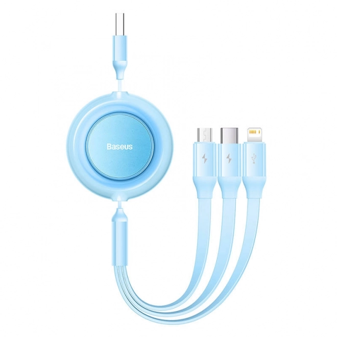Baseus Bright Mirror 2, USB kabel 3 v 1 pro micro USB / USB-C / Lightning 3,5A 1,1 m – Světle modrý