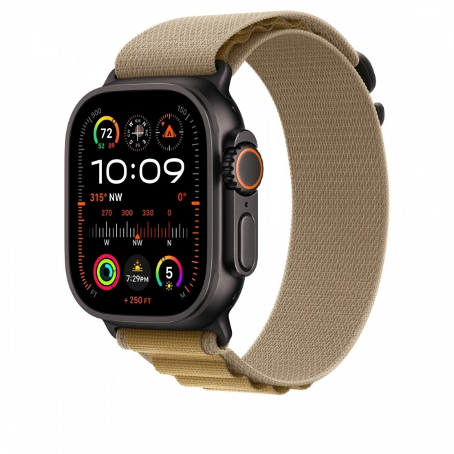 Řemínek Alpine v béžové barvě pro obálku 49 mm - velikost L - titanové prvky v černé barvě