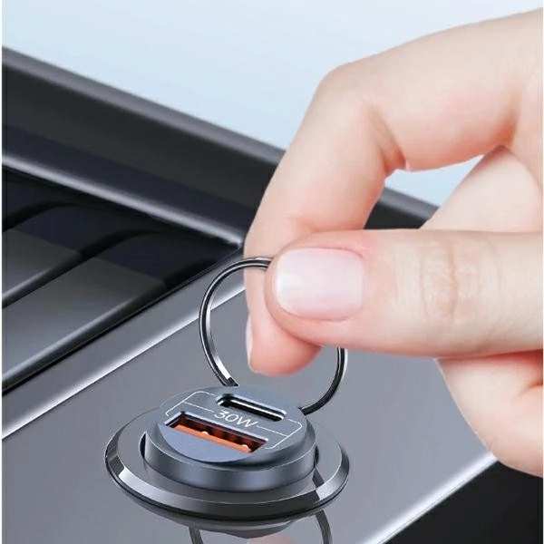 Autonabíječka 30W 1xUSB+1xUSB-C Fast Charge
