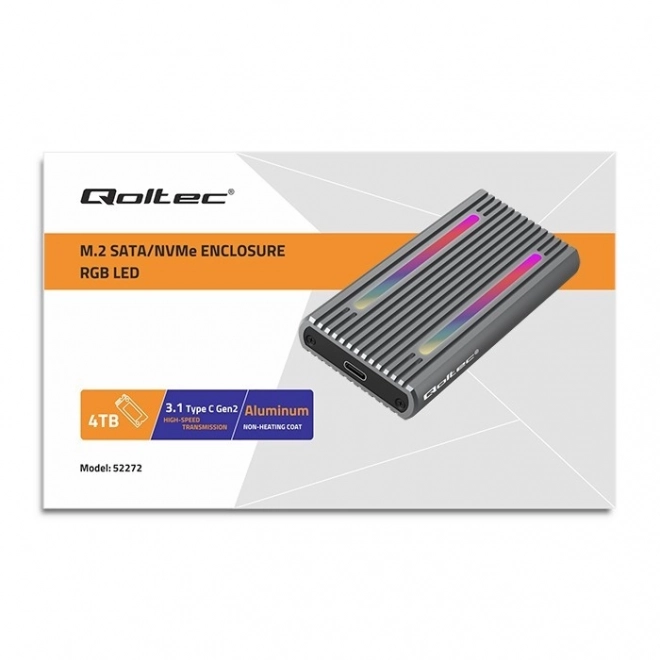 Externí obal na M.2 SSD disk s USB-C, RGB LED a kapacitou až 4TB