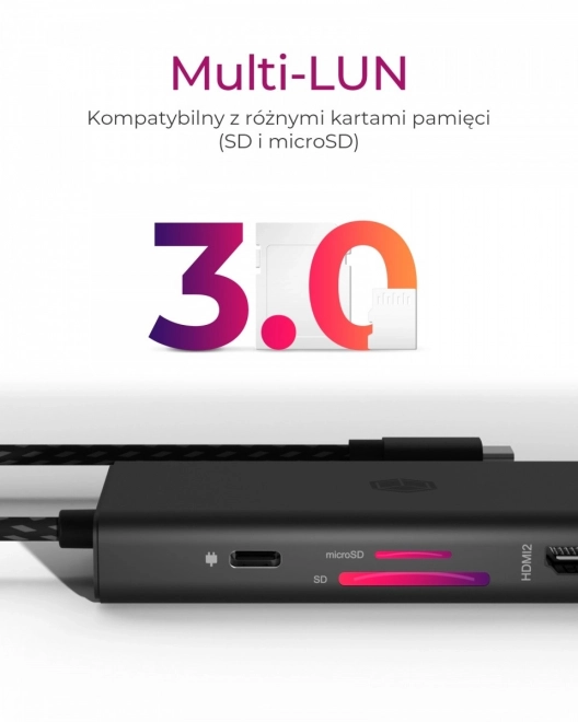 Stolní dokovací stanice 9v1 HDMI, DP, CR, Typ-C
