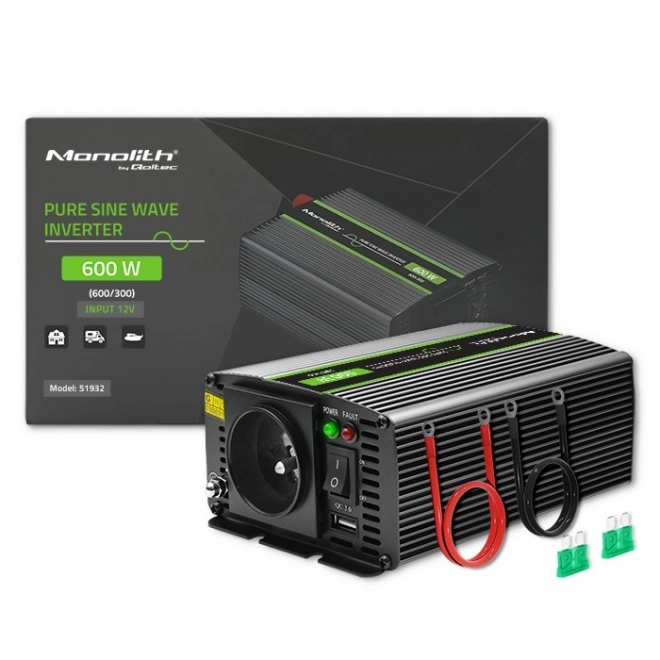 Převodník napětí Qoltec čistý sinus 300W/600W