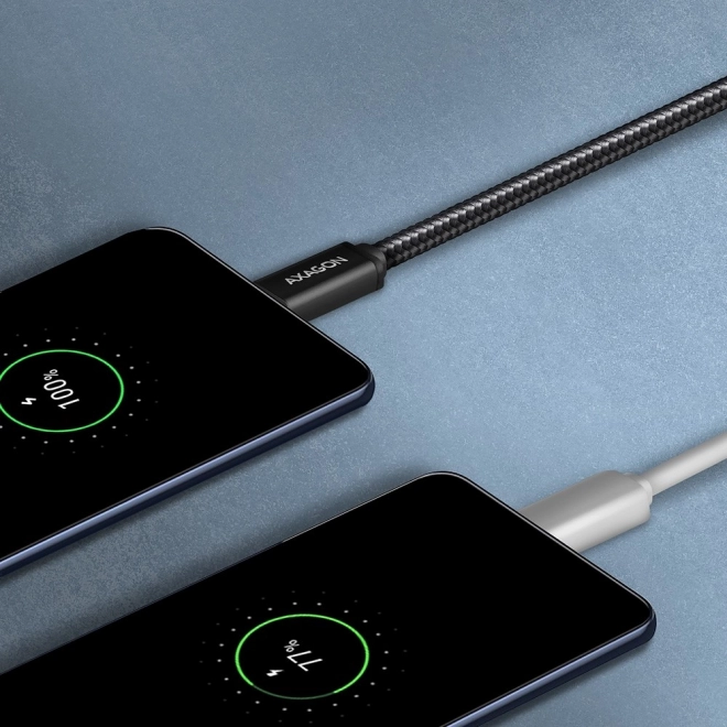 BUMM-AM20AB MicroUSB - USB A kabel, 2m, USB 2.0, 2.4A, ALU, opletený, černý