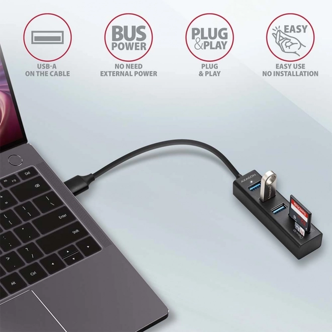 Wieloportový hub USB AXAGON HMA-CR3A se čtečkou karet