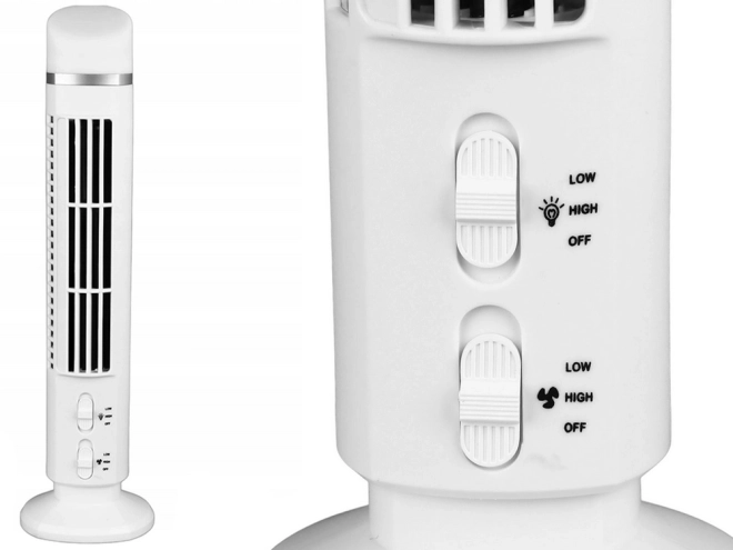 Bezlopatkový sloupový ventilátor s LED osvětlením