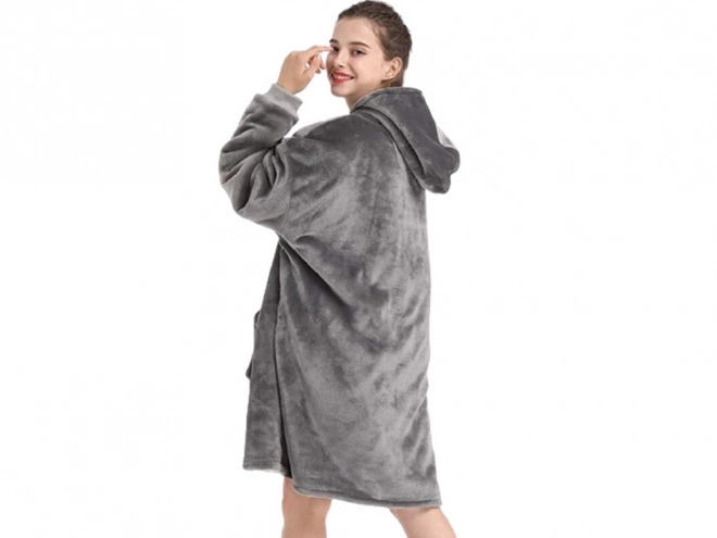 Hřejivá oversize deka-mikina šedá