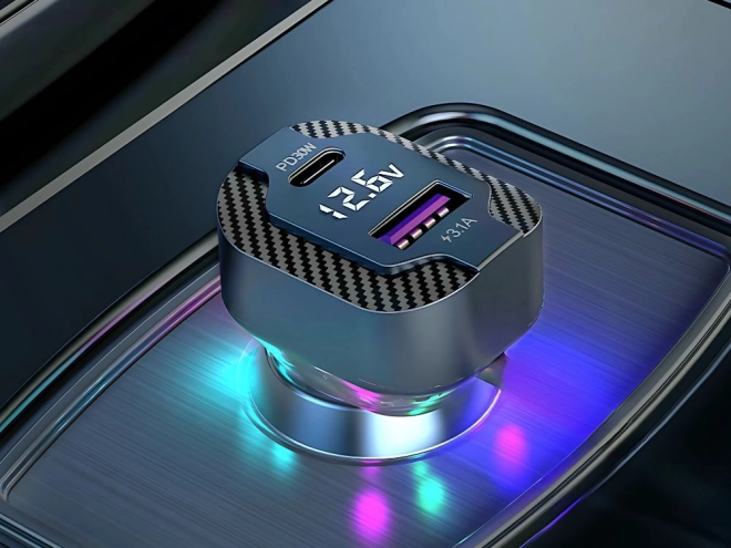 Rychlá duální nabíječka do auta s RGB osvětlením