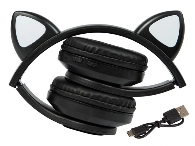 Bezdrátová sluchátka Bluetooth 5.0 LED pro děti – Černé