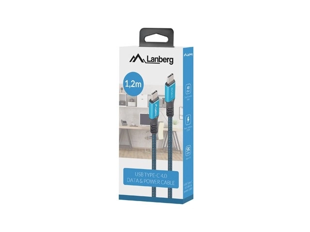 Kabel USB-C M/M USB4 1,2 m 100W 8K 60HZ černý/modrý