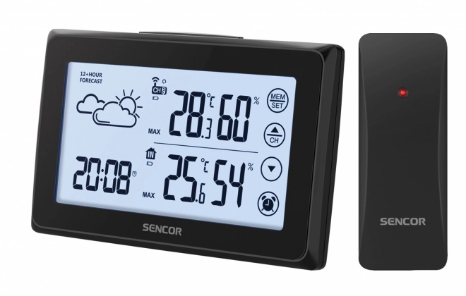 Meteostanice SWS 2850 s dotykovým displejem, budíkem, 1 externím čidlem