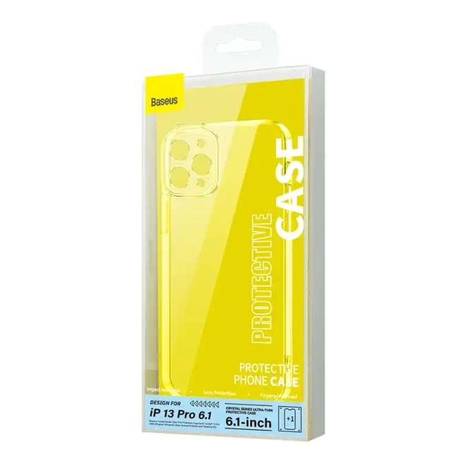 Pouzdro na telefon Baseus Crystal pro iPhone 13 Pro (průhledné) s ochranným krytem displeje z tvrzeného skla a čisticí sadou