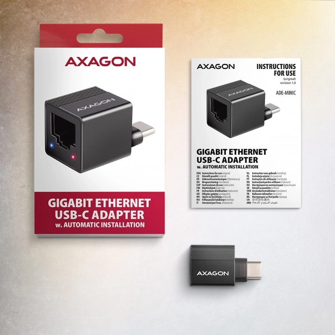 ADE-MINIC Gigabitový ethernetový adaptér, USB-A 3.2 Gen 1, automatická instalace MINI
