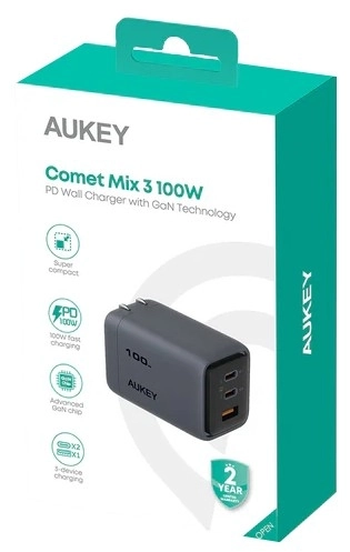 Aukey Rychlá Nabíječka Comet Mix 3 s 3 Uvsky 100W