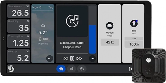 Duální ovládací panel Shelly Wall Display X2 WiFi/Bluetooth (černý) s H&T senzorem