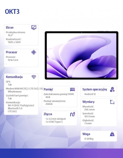 Tablet OKT3 4G 10,51 palce