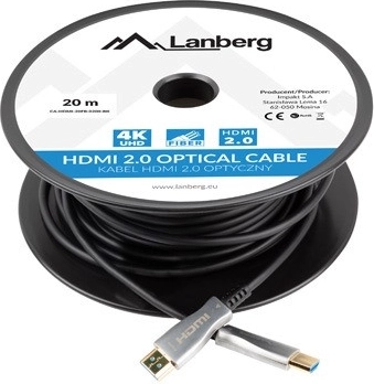 Aktivní optický HDMI 2.0 kabel 20 m Lanberg černý