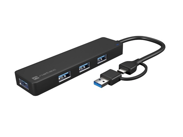Mayfly USB-C 4portový rozbočovač černý + adaptér USB-A