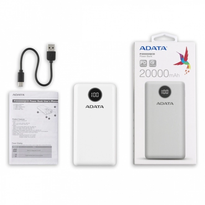 Powerbanka P20000QCD 20000mAh bílá QC/PD