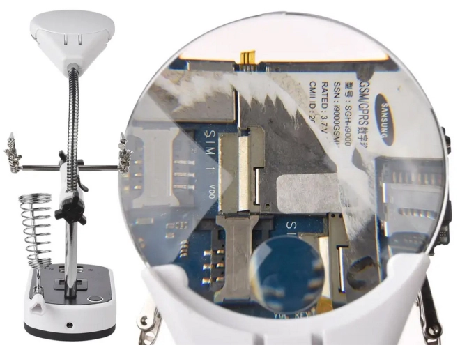 Pomocná lupa 10x 3,5x s LED osvětlením pro přesnou práci