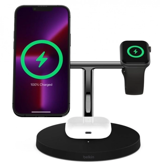 Bezdrátová nabíjecí kolébka BOOST CHARGE PRO 3 v 1 MagSafe černá