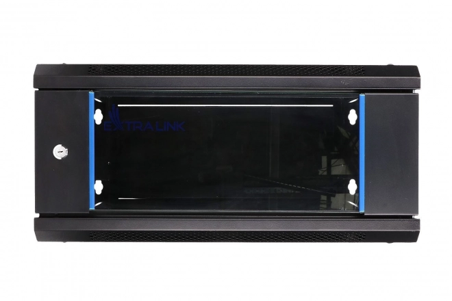 Závěsný rack Extralink 4U 600x450 černý se skleněnými dveřmi