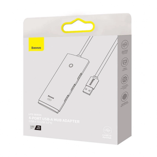 Rozbočovač 4v1 Baseus Lite Series USB na 4x USB 3.0, 1 m (černý)