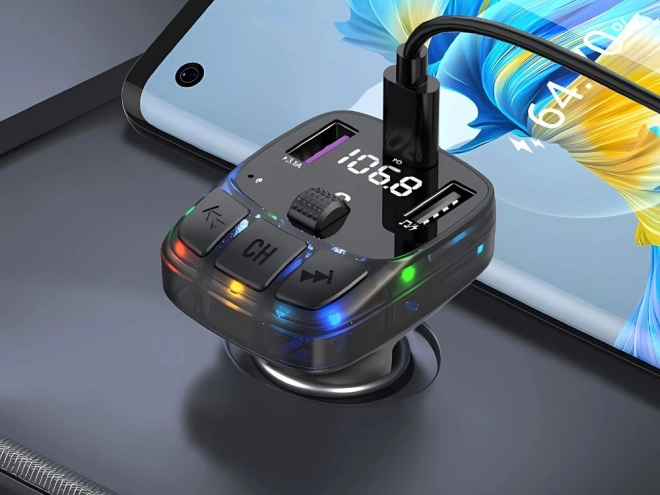 FM Bluetooth vysílač s USB a USB-C nabíjením