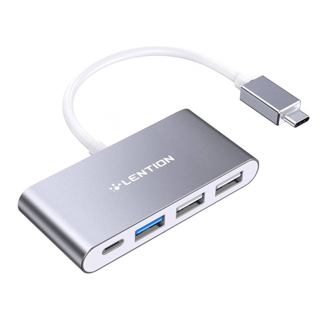 Rozbočovač Lention USB-C 4v1 šedý