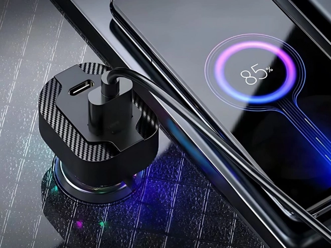 Rychlá duální nabíječka do auta s RGB osvětlením