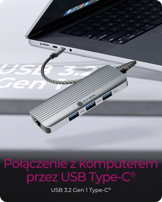 Stolní dokovací stanice 6v1 s HDMI, USB, PD a LAN