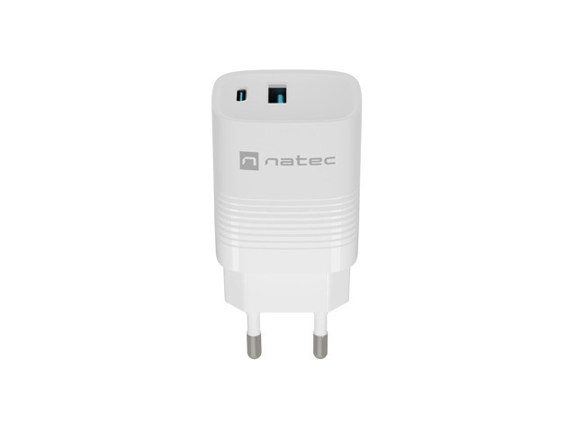 Síťová nabíječka Ribera GAN 1x USB-A + 1x USB-C 30W Bílá