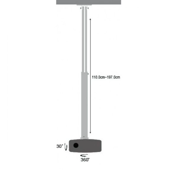Stropní držák na projektor 110-190 cm stříbrný