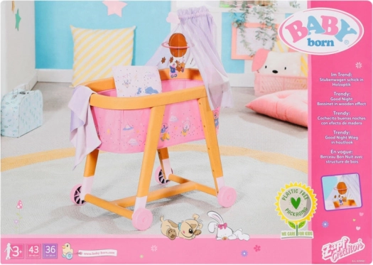 Postýlka na kolečkách pro panenky BABY BORN s nebesy
