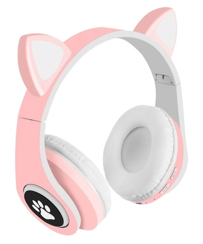 Bezdrátová bluetooth sluchátka s ušima – Růžová