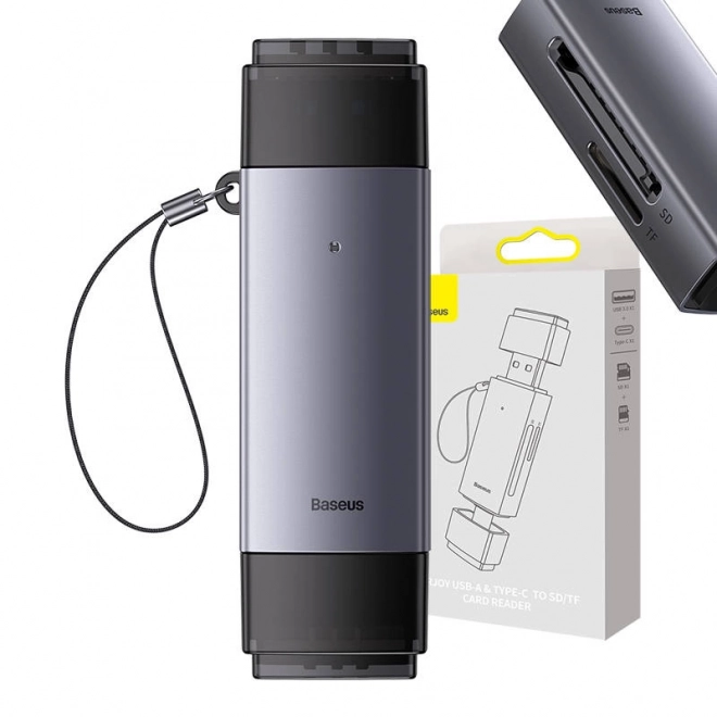Baseus čtečka paměťových karet SD/TF USB a USB-C šedá