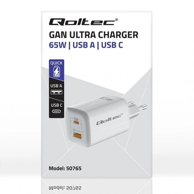 Síťová nabíječka 65W GaN ULTRA USB-C PD a USB QC 3.0