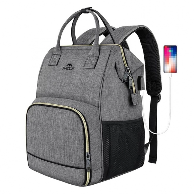 Batoh na notebook / taška na oběd 15,6'' Matein 1368 USB Grey