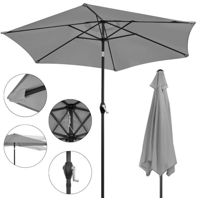 Skládací zahradní balkonový deštník 210 cm šedý