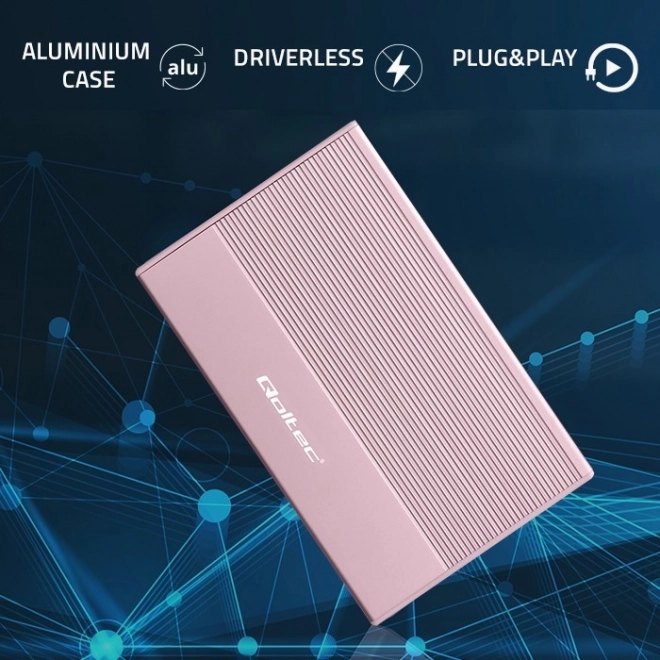 Skříň | Klec pro 2,5" SSD HDD | SATA | USB 3.0 | Super speed 5Gb/s | 2TB | Růžová barva
