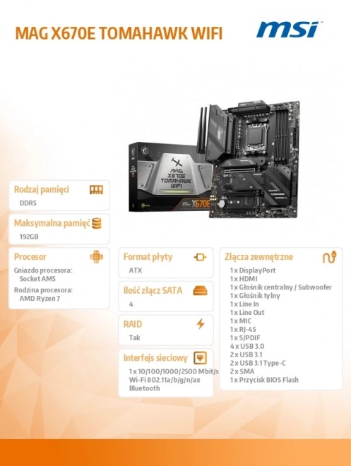 Pevninský Mag X670E Tomahawk Wifi