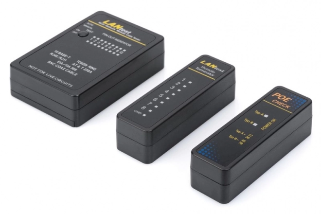 Tester síťových a komunikačních kabelů RJ45/RJ12/RJ11/BNC s automatickým skenováním a PoE
