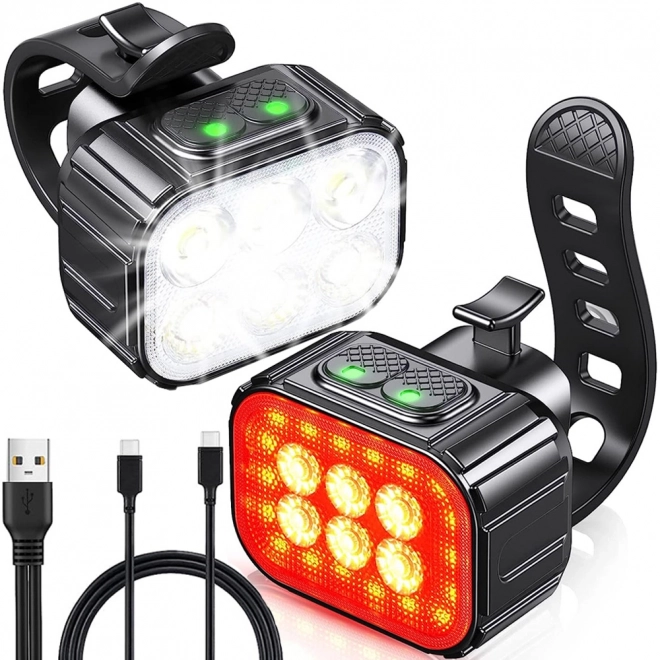LED světla na kolo přední a zadní sada USB dobíjecí