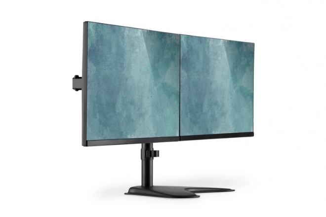 Černý dvojitý stolní stojan na monitory s úchytkami pro monitory do 32''
