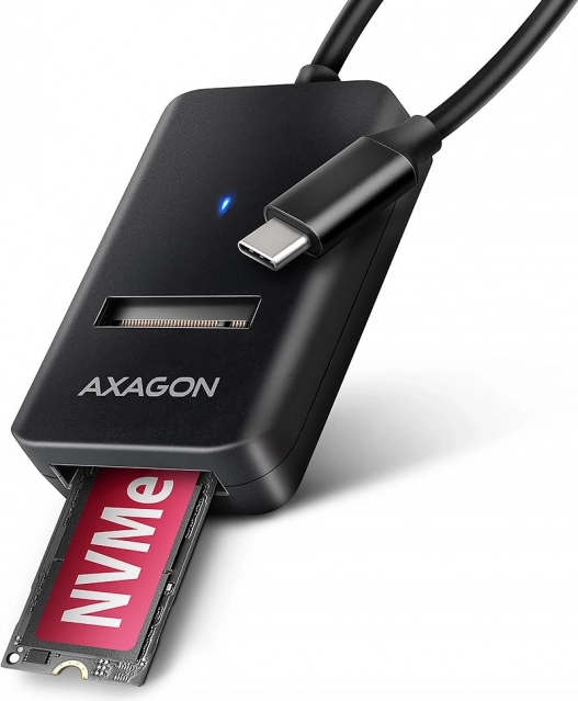 AXAGON adaptér USB 3.2 Gen 2 pro M.2 NVMe/SATA SSD s kabelem USB‑C 10 cm