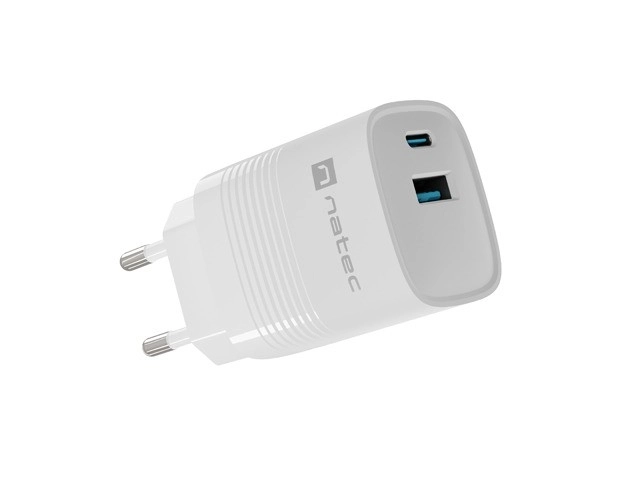 Síťová nabíječka Ribera GAN 1x USB-A + 1x USB-C 30W Bílá