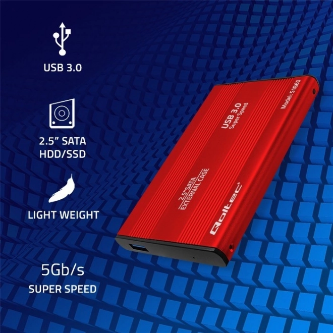 Externí obal na 2.5" disky HDD/SSD SATA3, USB 3.0, červený