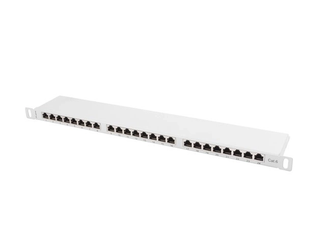 Patch panel šedý 24 portů 0,5U RJ-45 Kat.6
