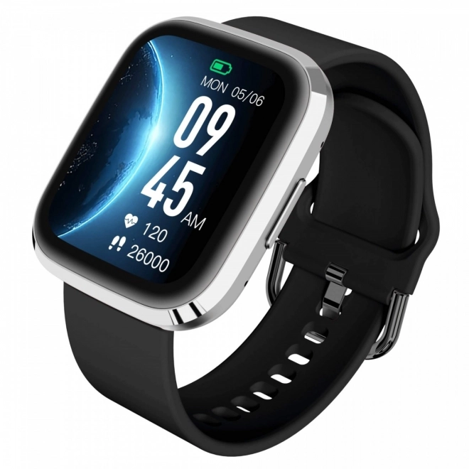 Smartwatch Garett GRC styl v stříbrno-černé barvě