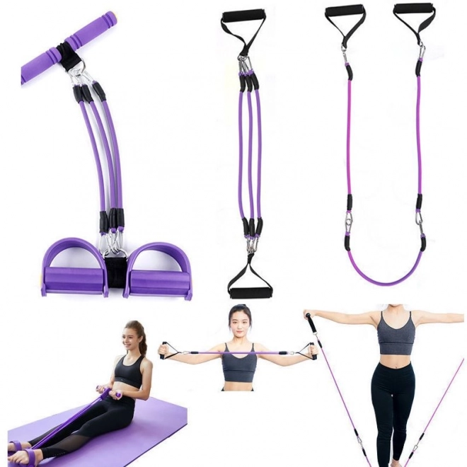 Fitness expandér na nohy pro procvičování svalů nohou, břicha a stehen - fialový